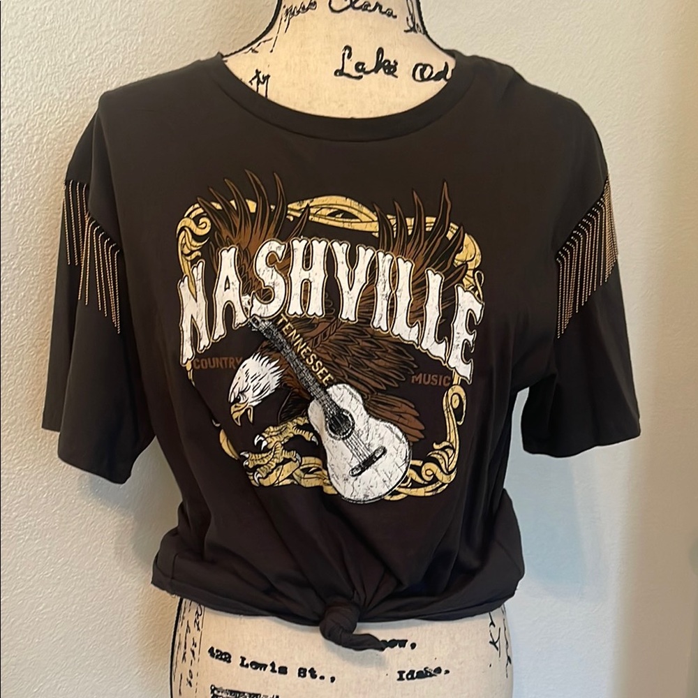 Nashville Graphic Brown Crop Top